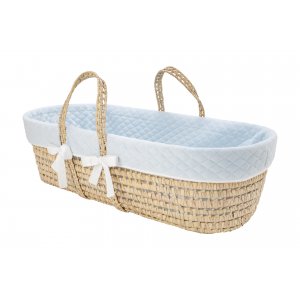 Blue quilted moses' basket