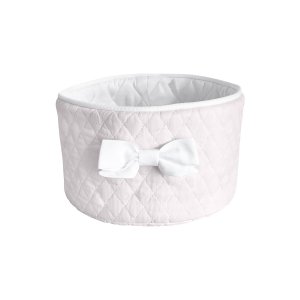 Baby pink round quilted basket 