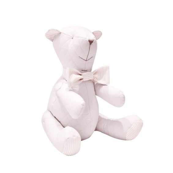 Decorative teddy bear quilted pink with bow
