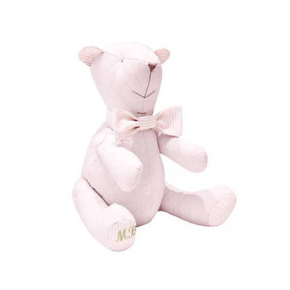 Decorative teddy bear quilted pink with bow
