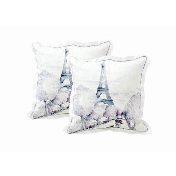 Pillow with girl and cat in Paris