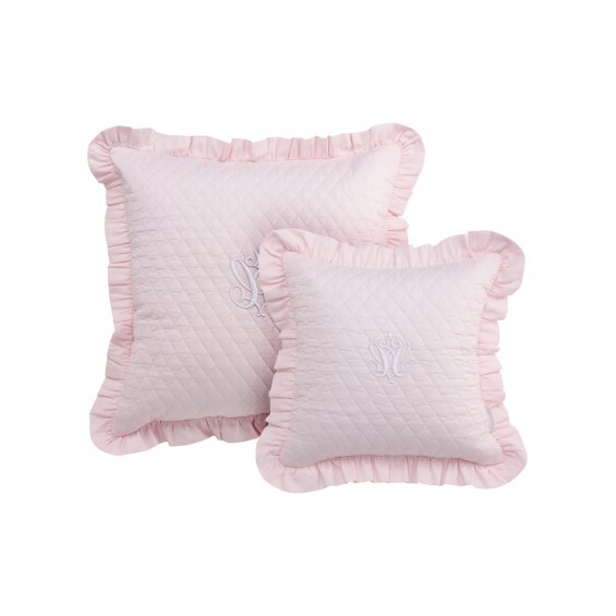Pink pillows wiith emblem