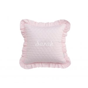 Customized baby pink pillow with flounce