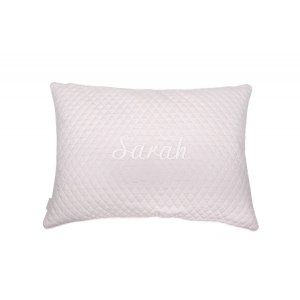 Customized baby pink quilted pillow with embroidery