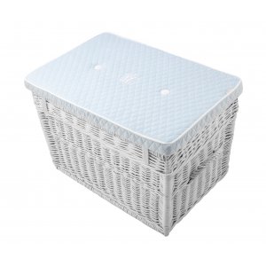 Quilted blue wicker trunk pillow