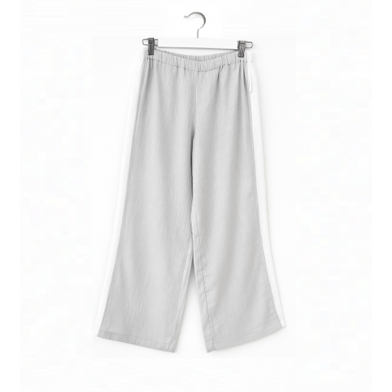 Gray muslin trousers with side stripe