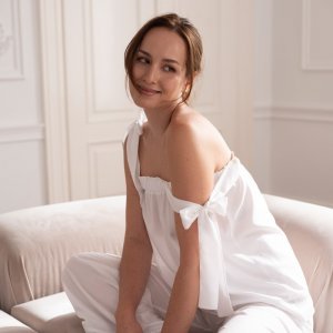 White top with hemstitch