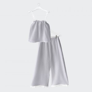 Muslin top and culottes set grey