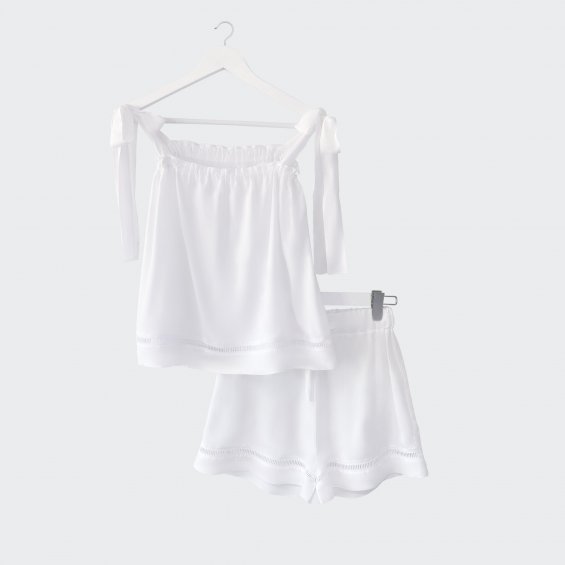 Top and shorts set with hemstitch