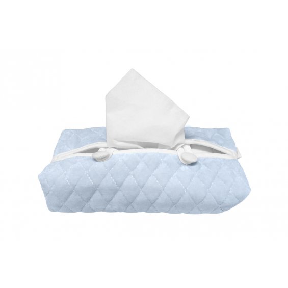 Baby blue quilted wipes cover