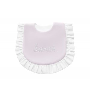 Customized baby bib with flounce baby pink