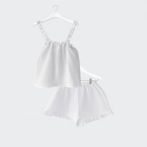 Muslin top and shorts set white