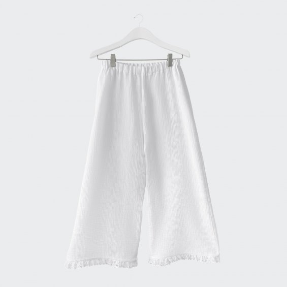 Muslin culotte trousers white