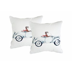 Pillow with boy in car