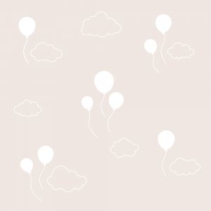 Beige wallpaper with baloons and clouds (to size)