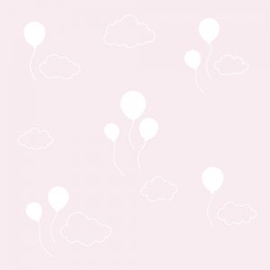 Pink wallpaper with baloos and clouds (to size)