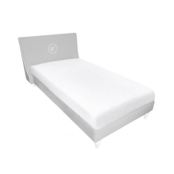 Classic upholstered grey bed