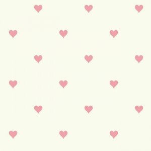 White wallpaper with pink hearts
