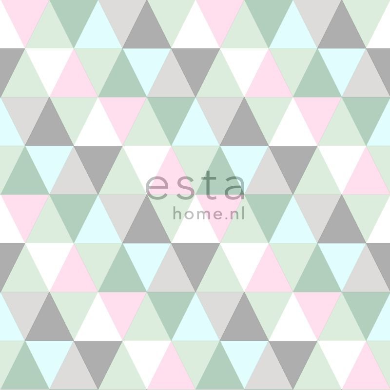 Wallpaper With Grey Pink And Mint Triangles All Wallpapers Wallpapers Shop On Line Caramella