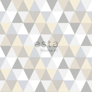Wallpaper with grey, beige and white triangles