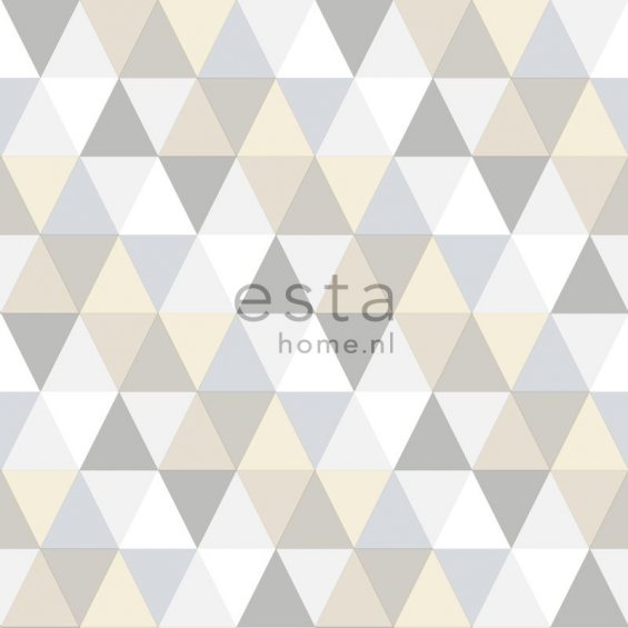 Wallpaper with beige,grey and white triangles