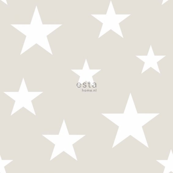 Grey-beige wallpaper with white stars
