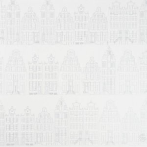 Light grey wallpaper with contoured houses