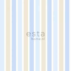 White wallpaper with azure and beige stripes