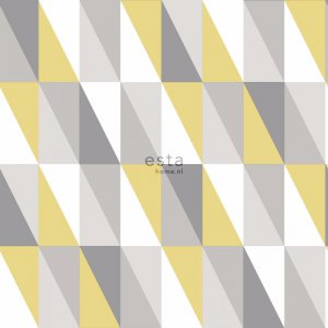 Wallpaper with grey and yellow triangles
