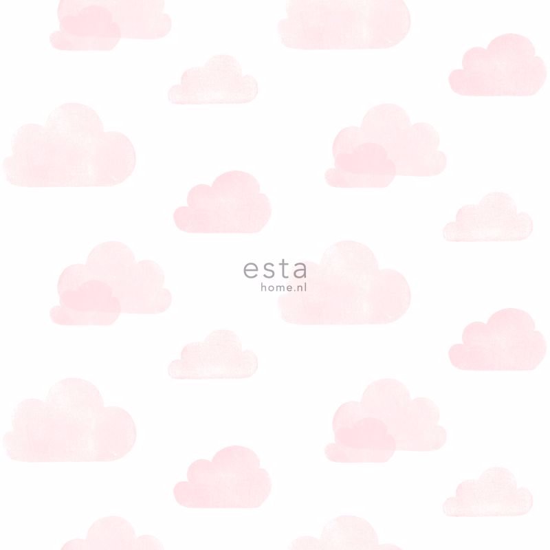 White wallpaper with baby pink clouds - All wallpapers - Walls - Shop  on-line - Caramella