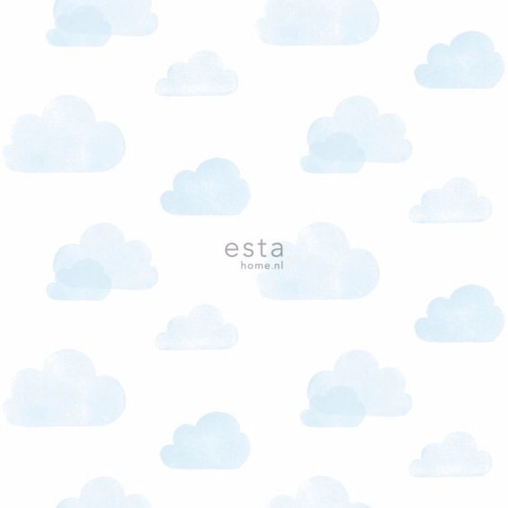 White wallpaper with azure clouds