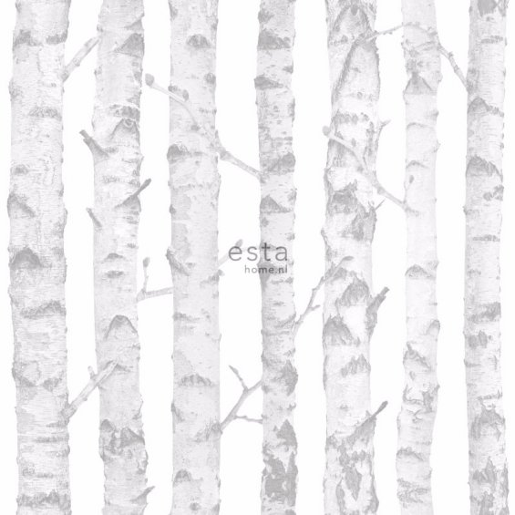 Wallpaper with white trees pattern