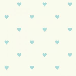 White wallpaper with azure hearts
