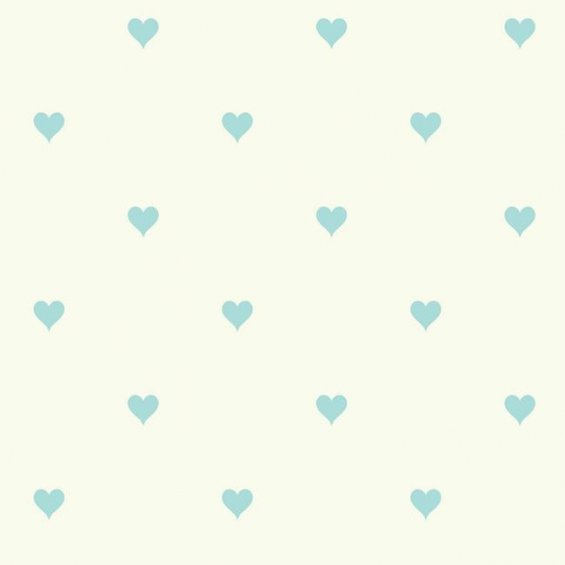 White wallpaper with azure hearts