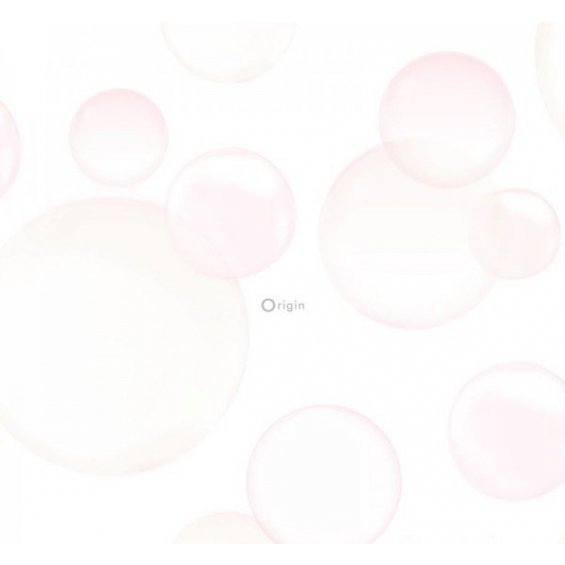 White wallpaper with pink bubbles