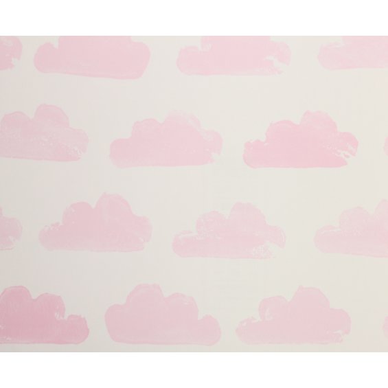 White wallpaper with pink clouds
