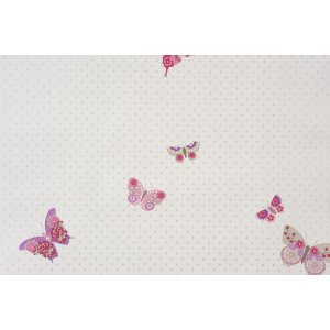 Wallpaper with beige and pink butterflies