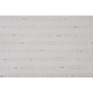 White wallpaper with sparking silver letterings