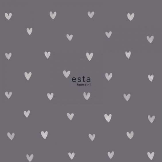 Grey wallpaper with small white hearts