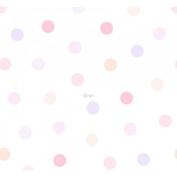 White wallpaper with pink and purple spots