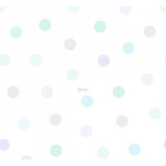 White wallpaper with blue and green spots