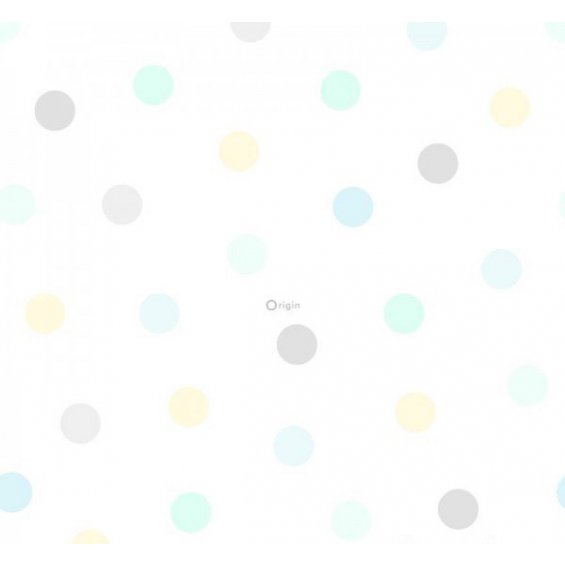 White wallpaper with azure and yellow spots