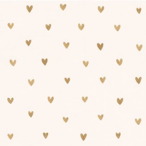 Beige wallpaper with small golden hearts