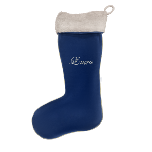 Customized Christmas sock navy blue with fur