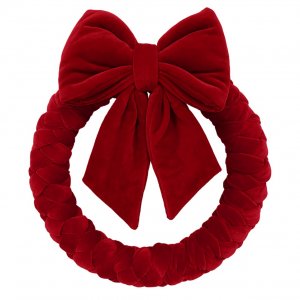 Decorative braided red wreath with bow