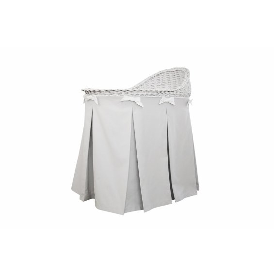 Bassinet with an overskirt in light grey