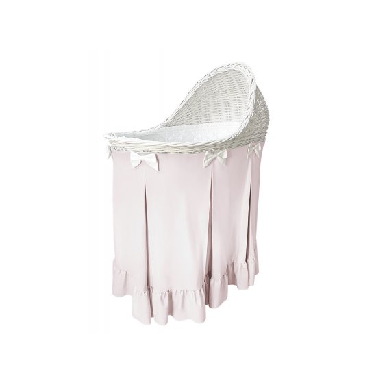Bassinet with an overskirt in light pink
