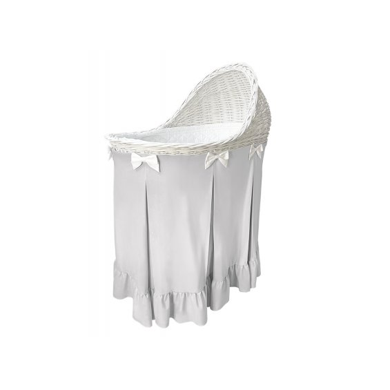Bassinet with an overskirt in light grey