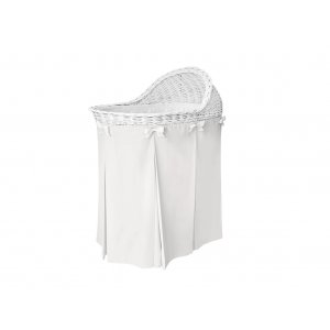Mobile wicker bassinet with ecru skirt
