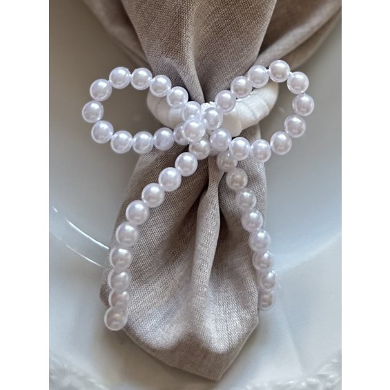 set of 4 pearl napkin bands 